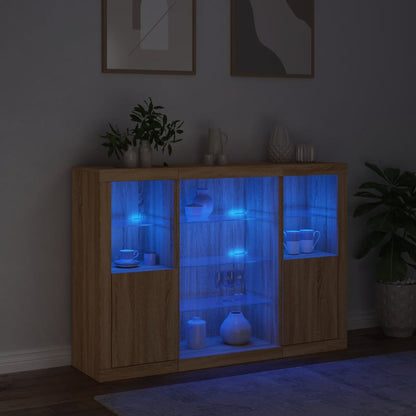 Sideboards with LED Lights 3 pcs Sonoma Oak Engineered Wood