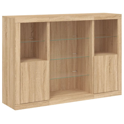 Sideboards with LED Lights 3 pcs Sonoma Oak Engineered Wood