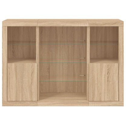 Sideboards with LED Lights 3 pcs Sonoma Oak Engineered Wood