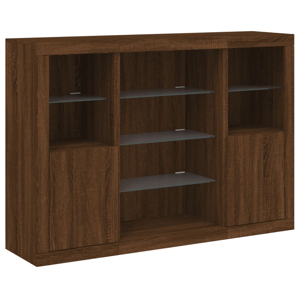 Sideboards with LED Lights 3 pcs Brown Oak Engineered Wood