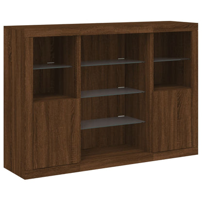 Sideboards with LED Lights 3 pcs Brown Oak Engineered Wood