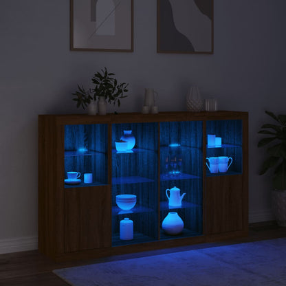 Sideboards with LED Lights 3 pcs Brown Oak Engineered Wood