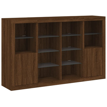 Sideboards with LED Lights 3 pcs Brown Oak Engineered Wood