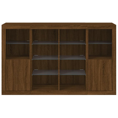 Sideboards with LED Lights 3 pcs Brown Oak Engineered Wood