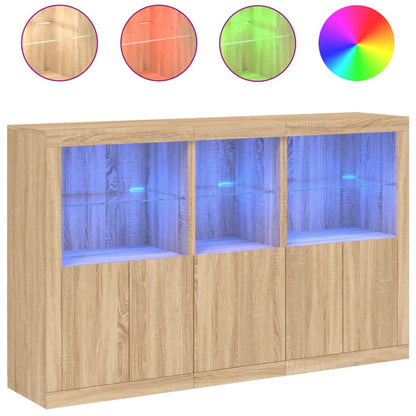 Sideboard with LED Lights Sonoma Oak 162x37x100 cm