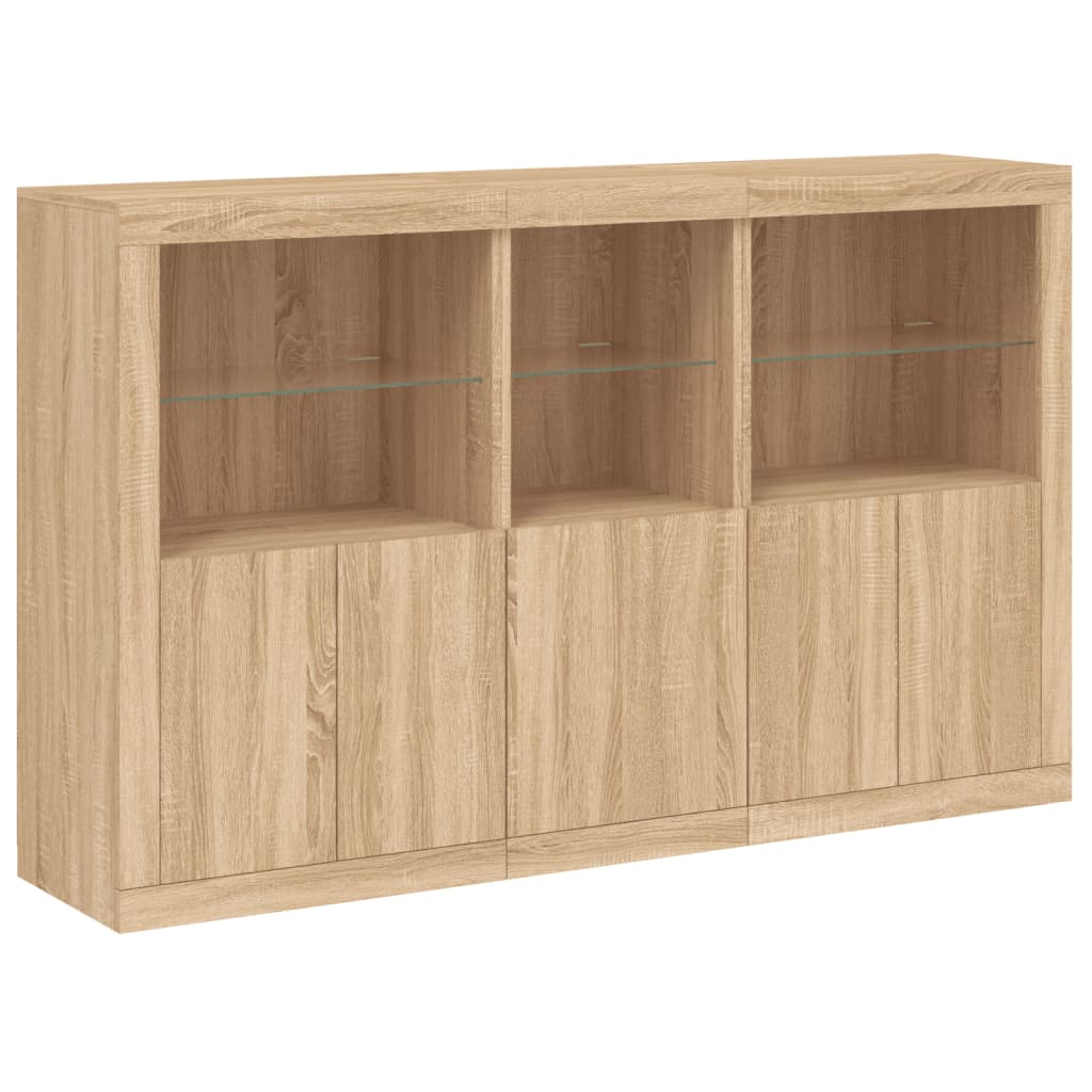 Sideboard with LED Lights Sonoma Oak 162x37x100 cm