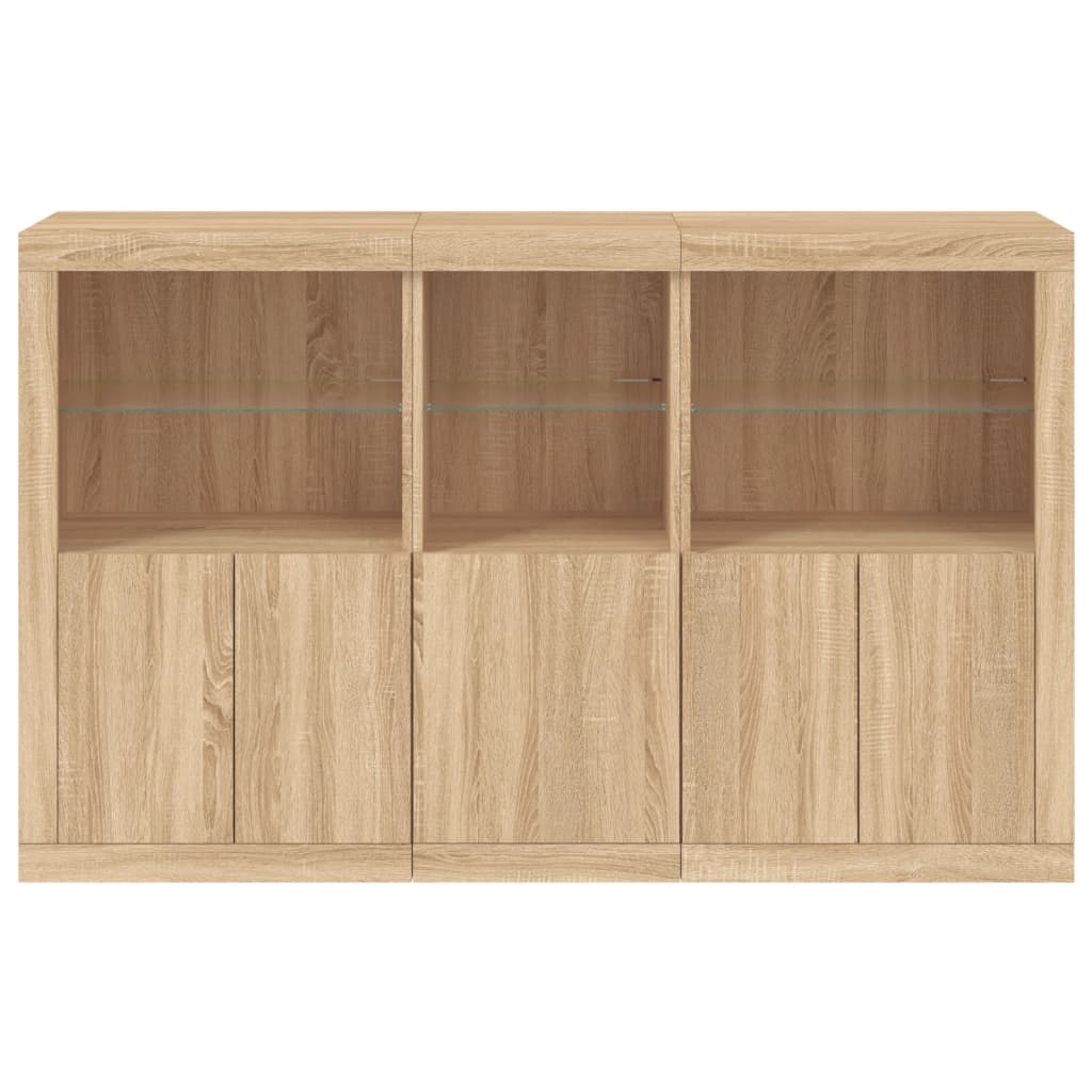 Sideboard with LED Lights Sonoma Oak 162x37x100 cm