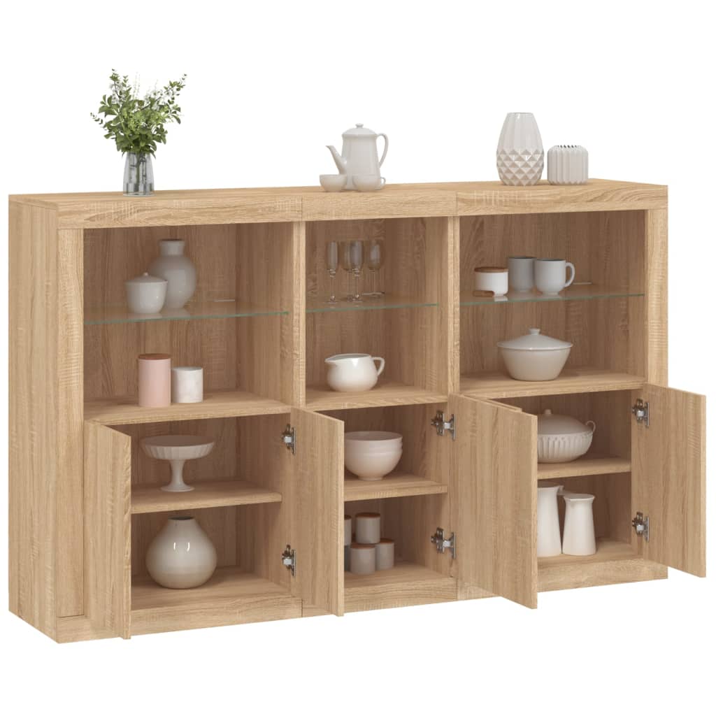 Sideboard with LED Lights Sonoma Oak 162x37x100 cm