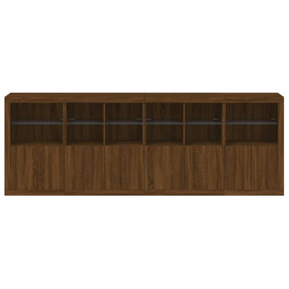 Sideboard with LED Lights Brown Oak 283x37x100 cm