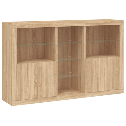 Sideboard with LED Lights Sonoma Oak 162x37x100 cm