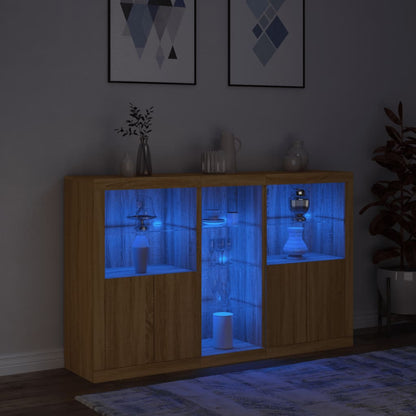 Sideboard with LED Lights Sonoma Oak 162x37x100 cm