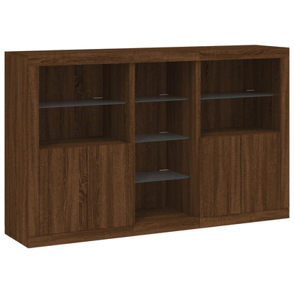 Sideboard with LED Lights Brown Oak 162x37x100 cm