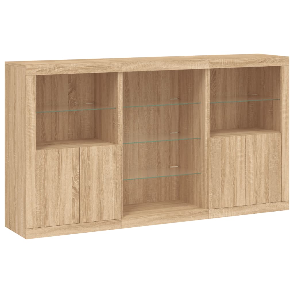 Sideboard with LED Lights Sonoma Oak 181.5x37x100 cm