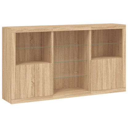 Sideboard with LED Lights Sonoma Oak 181.5x37x100 cm