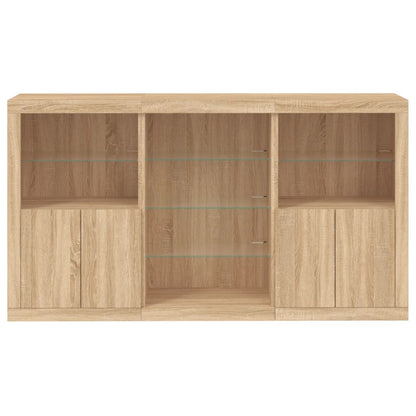 Sideboard with LED Lights Sonoma Oak 181.5x37x100 cm