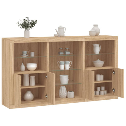 Sideboard with LED Lights Sonoma Oak 181.5x37x100 cm