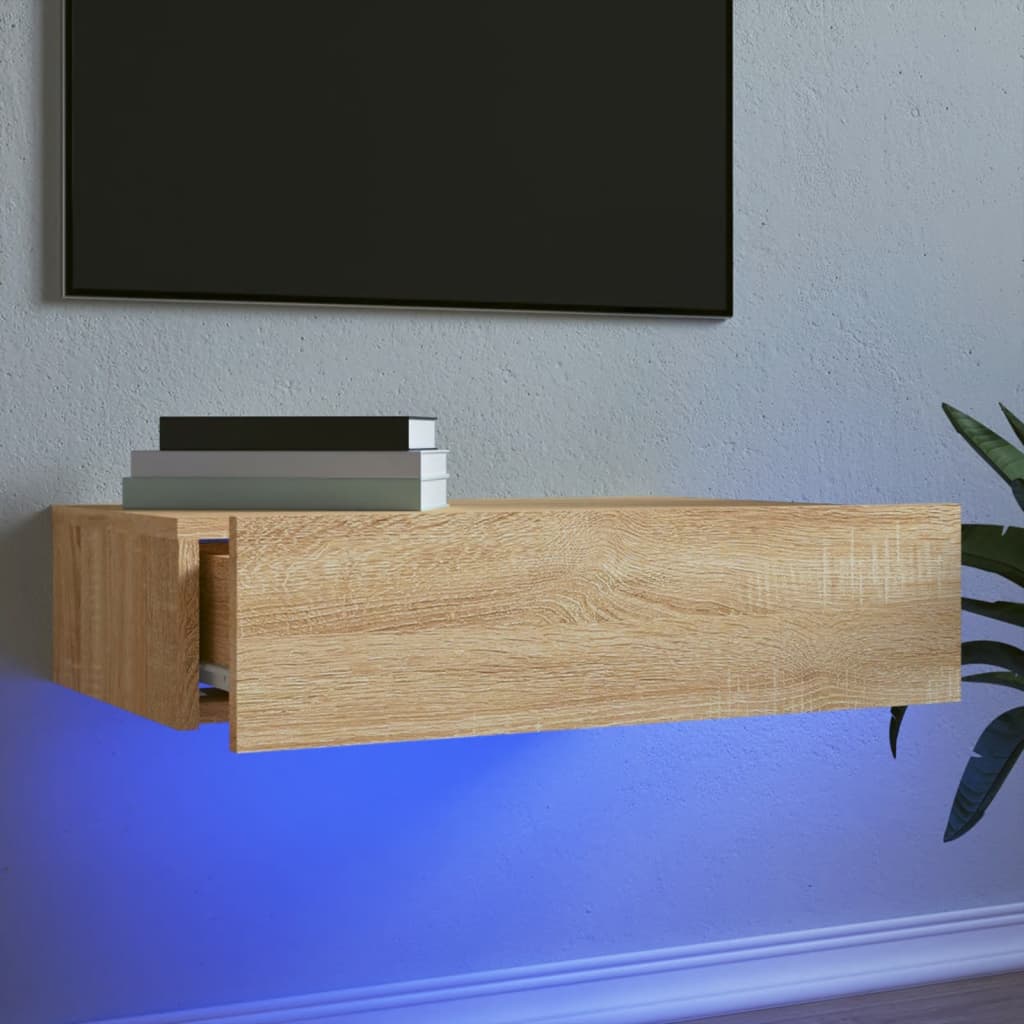 TV Cabinet with LED Lights Sonoma Oak 60x35x15.5 cm