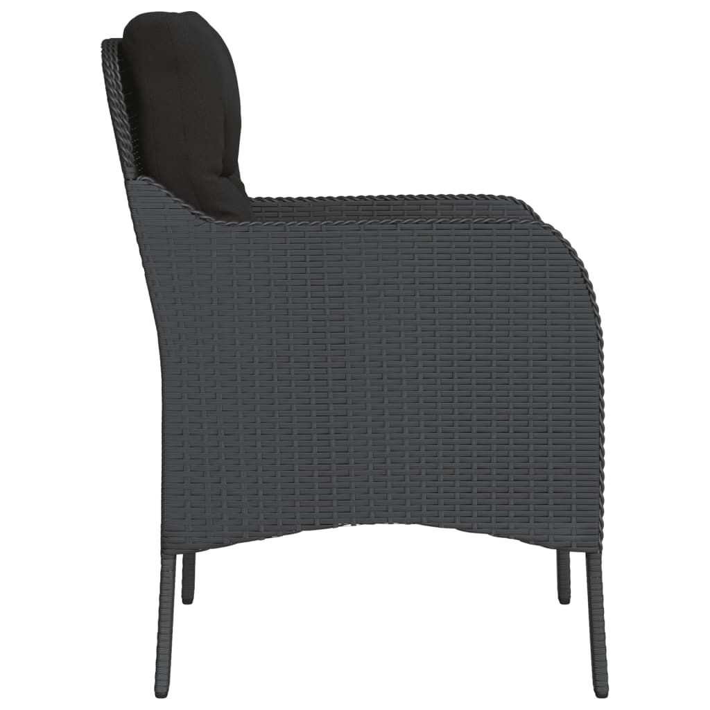 Garden Chairs with Cushions 2 pcs Black Poly Rattan