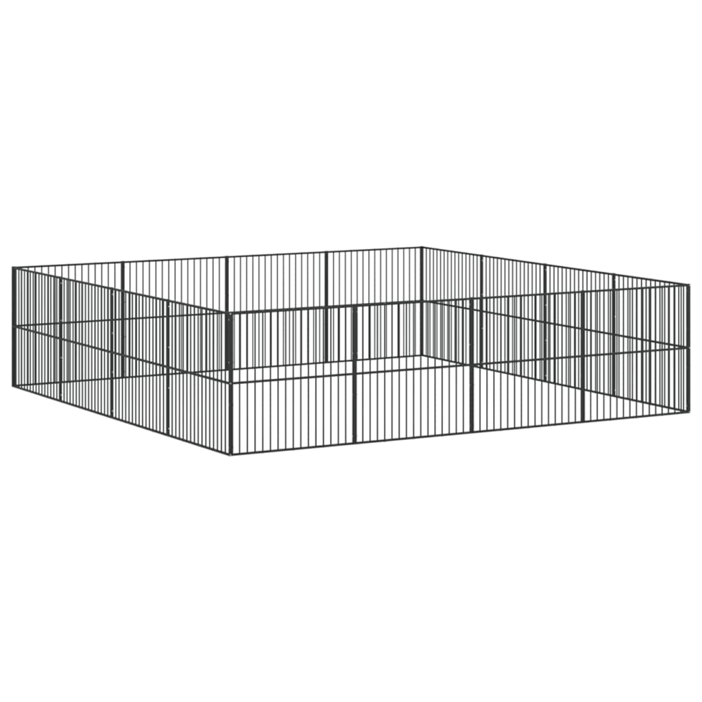 Dog Playpen 16 Panels Black Galvanised Steel