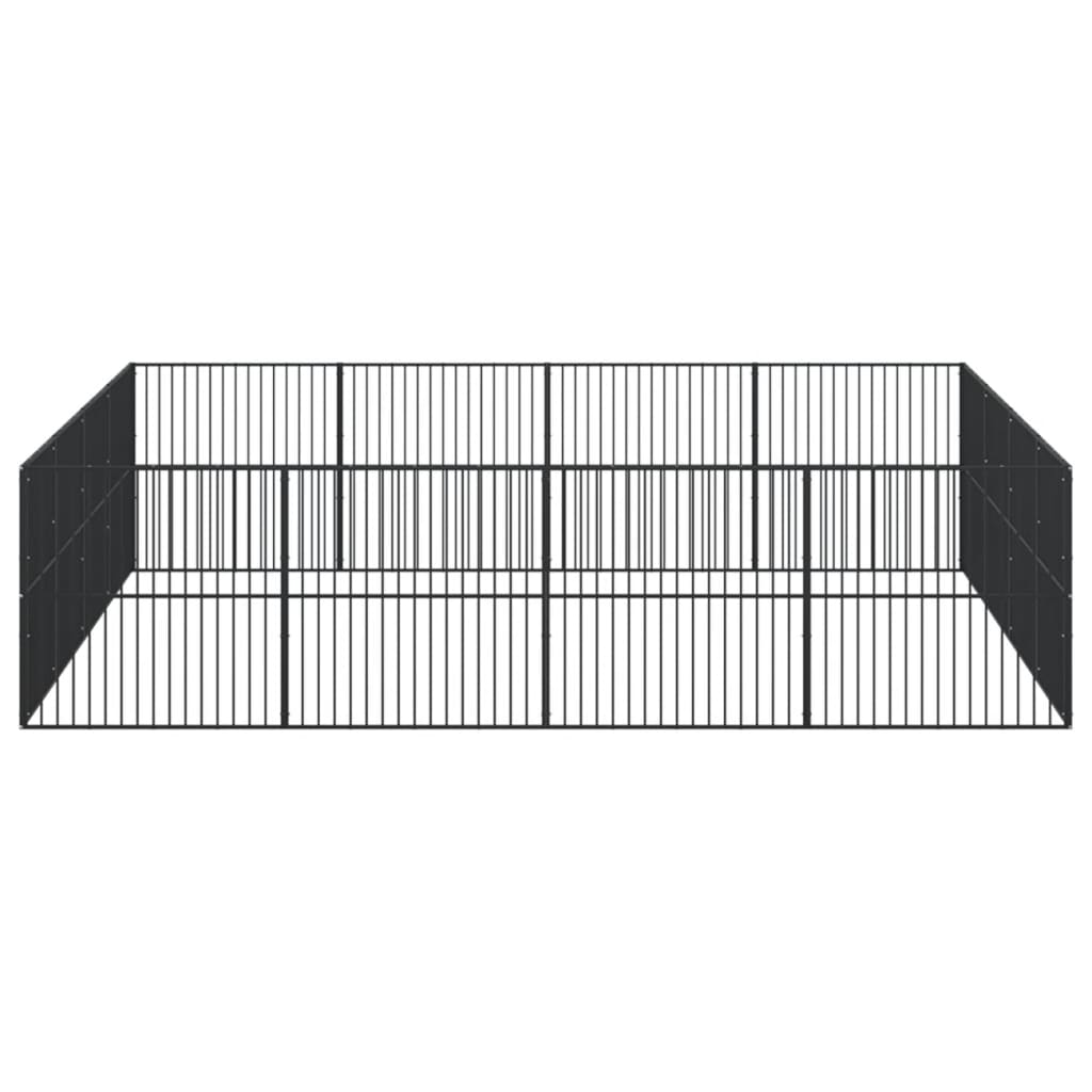 Dog Playpen 16 Panels Black Galvanised Steel