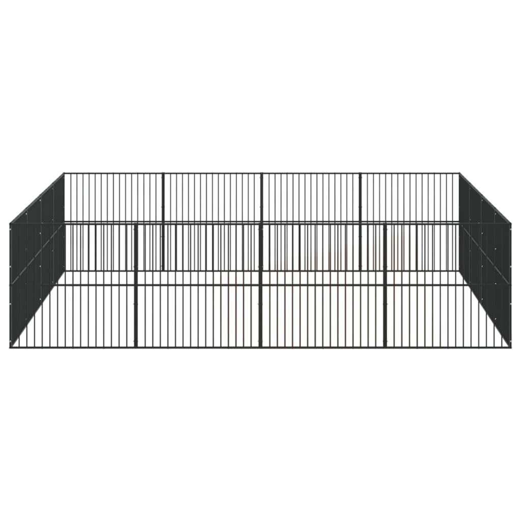 Dog Playpen 16 Panels Black Galvanised Steel