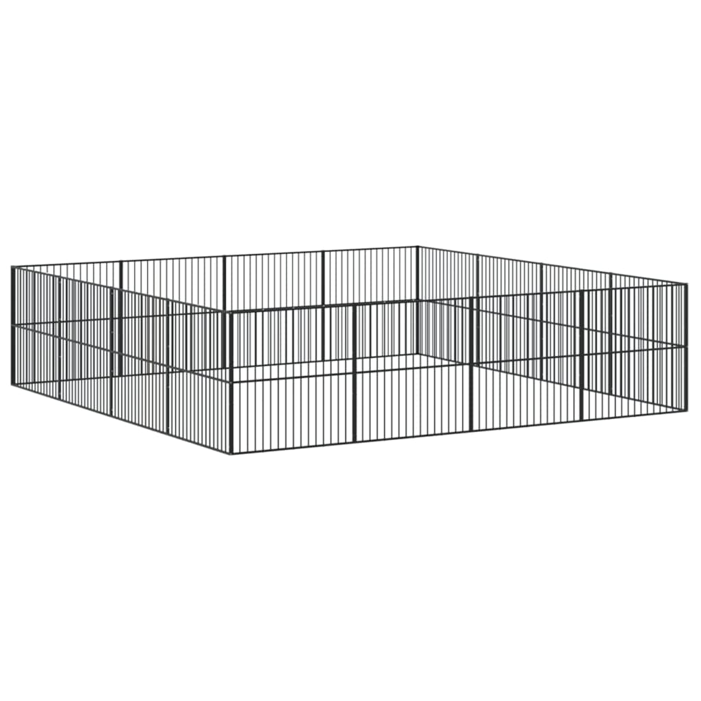 Dog Playpen 16 Panels Black Galvanised Steel