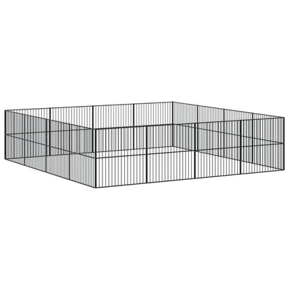 Dog Playpen 16 Panels Black Galvanised Steel