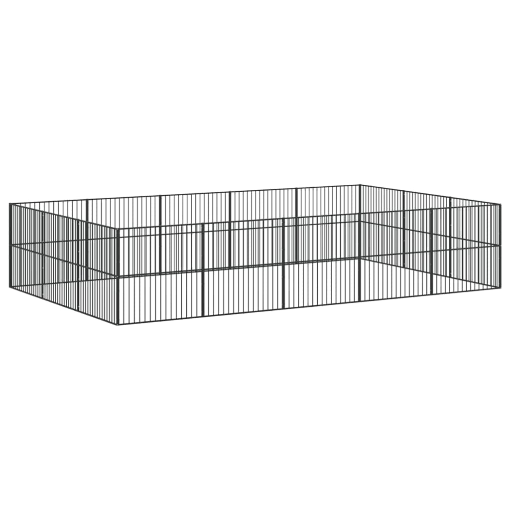 Dog Playpen 16 Panels Black Galvanised Steel