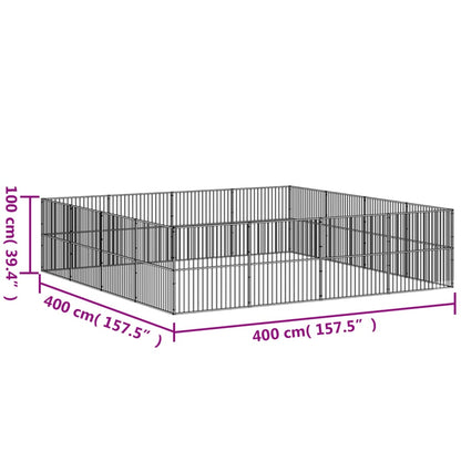 Dog Playpen 16 Panels Black Galvanised Steel