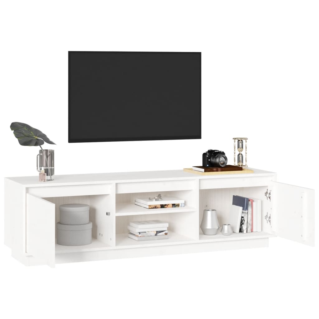 TV Cabinet White 140x35x40 cm Solid Wood Pine