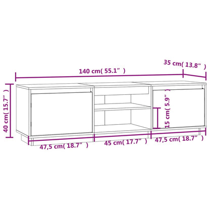 TV Cabinet White 140x35x40 cm Solid Wood Pine