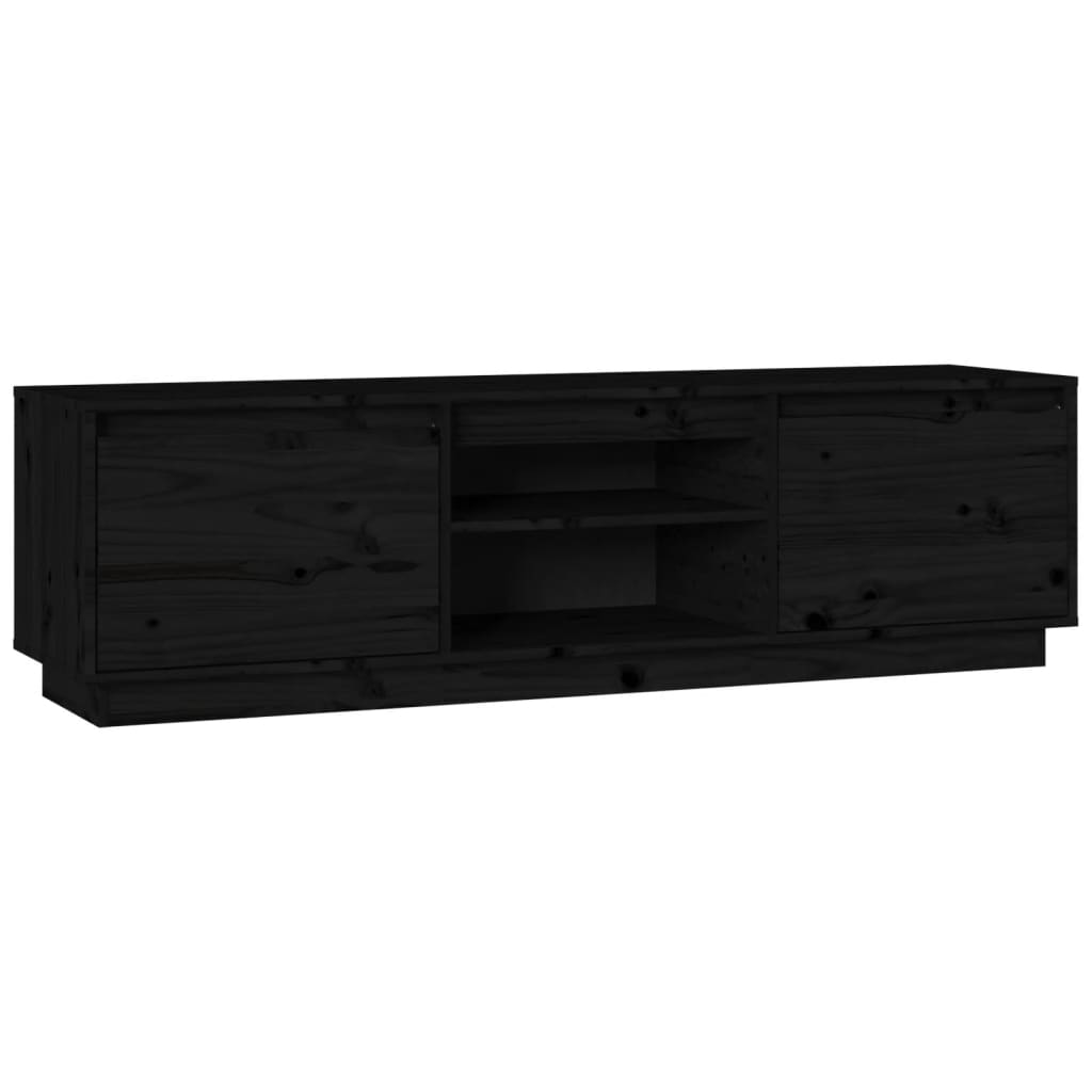 TV Cabinet Black 140x35x40 cm Solid Wood Pine