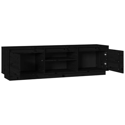 TV Cabinet Black 140x35x40 cm Solid Wood Pine