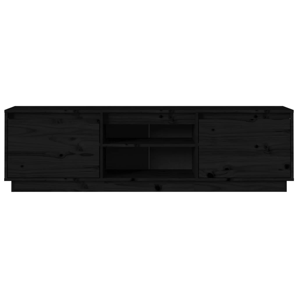 TV Cabinet Black 140x35x40 cm Solid Wood Pine