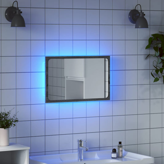 LED Bathroom Mirror Grey Sonoma 60x8.5x38 cm Engineered Wood