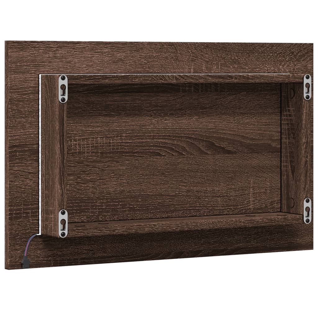 LED Bathroom Mirror Brown Oak 60x8.5x38 cm Engineered Wood