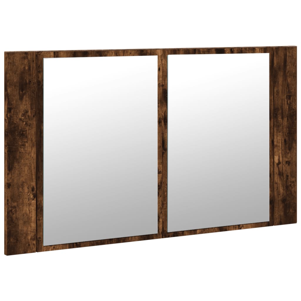 LED Bathroom Mirror Cabinet Smoked Oak 80x12x45 cm Acrylic