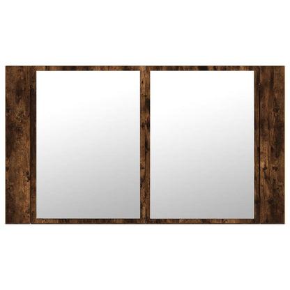 LED Bathroom Mirror Cabinet Smoked Oak 80x12x45 cm Acrylic