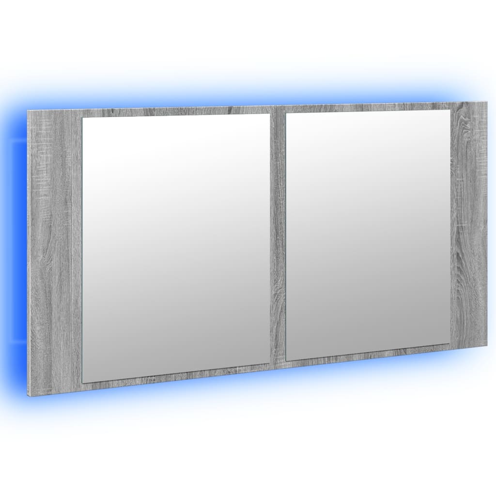 LED Bathroom Mirror Cabinet Grey Sonoma 90x12x45 cm Acrylic