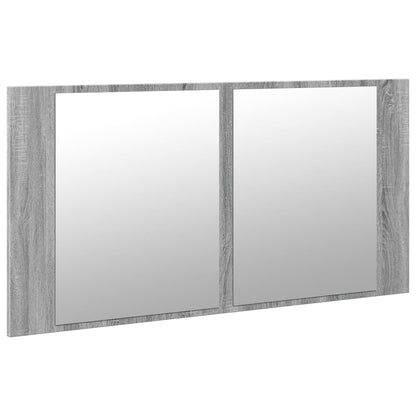 LED Bathroom Mirror Cabinet Grey Sonoma 90x12x45 cm Acrylic