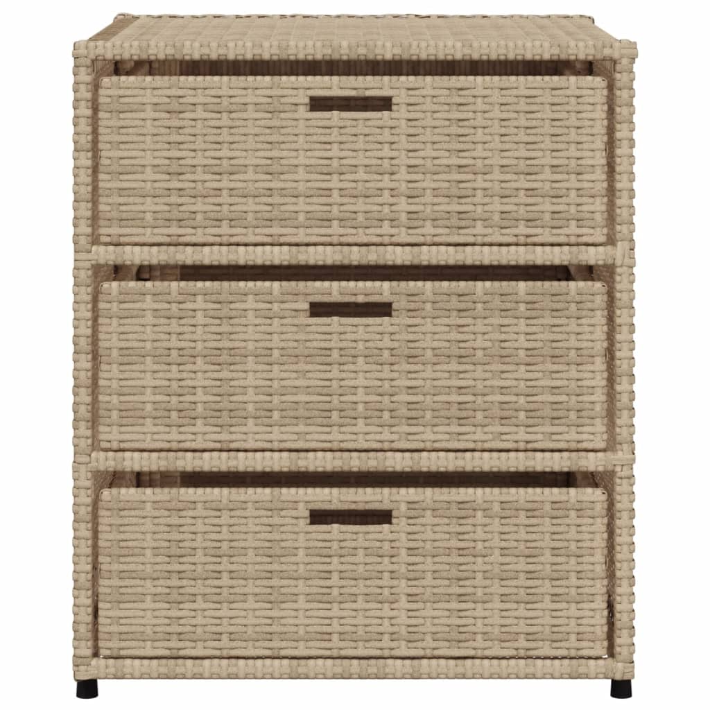 Garden Storage Cabinet Beige 55x59x69 cm Poly Rattan