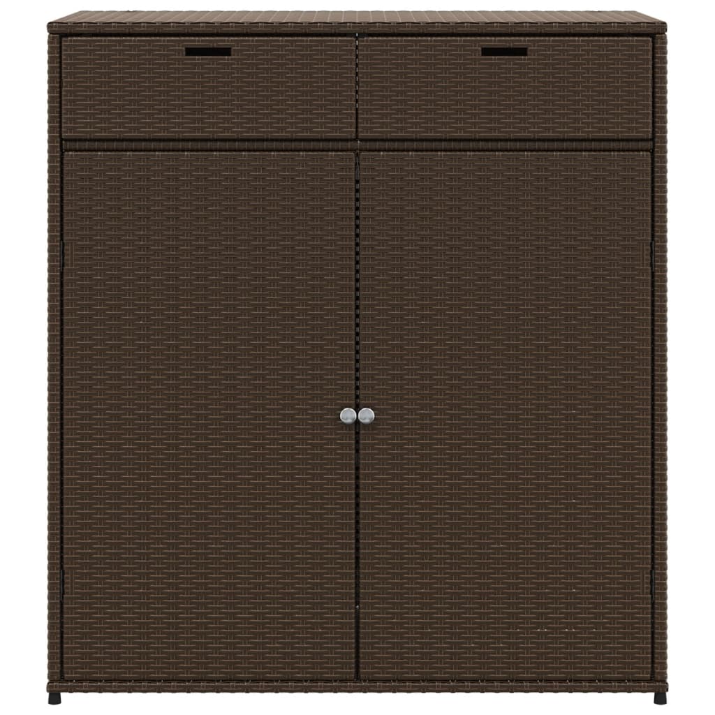 Garden Storage Cabinet Brown 105x55x113 cm Poly Rattan