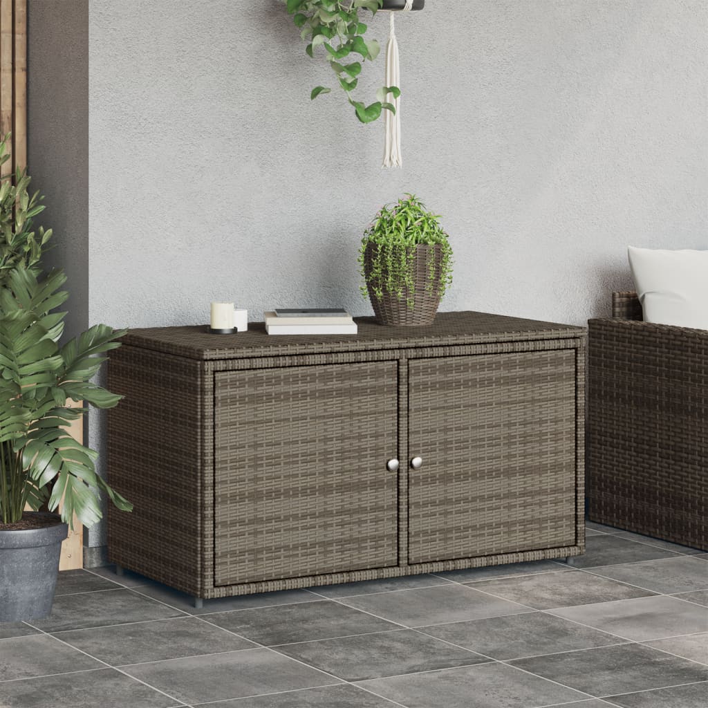 Garden Storage Cabinet Grey 110x55x60.5 cm Poly Rattan