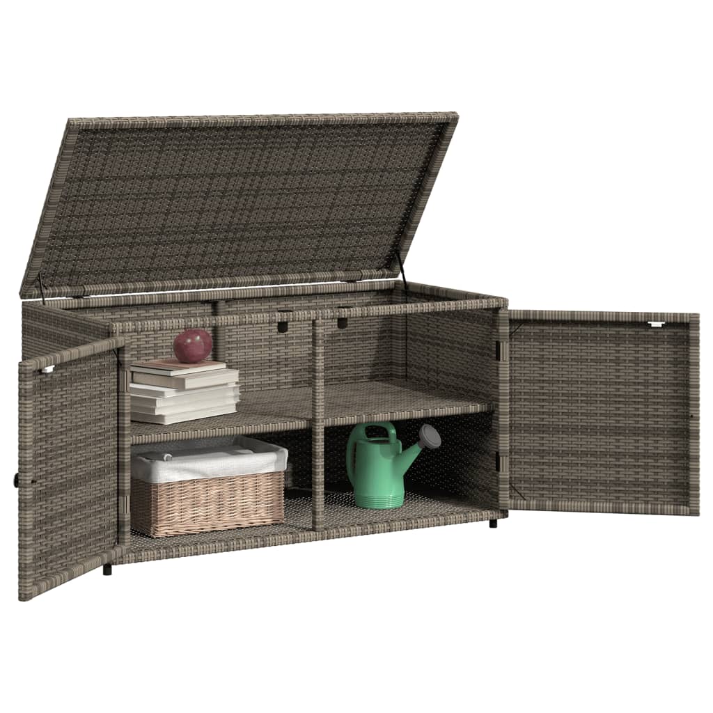 Garden Storage Cabinet Grey 110x55x60.5 cm Poly Rattan