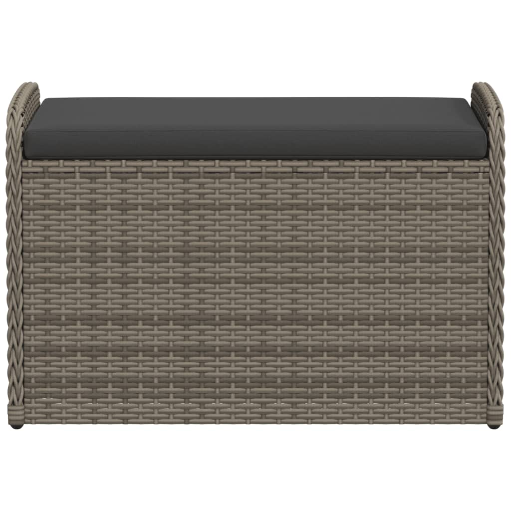 Storage Bench with Cushion Grey 80x51x52 cm Poly Rattan