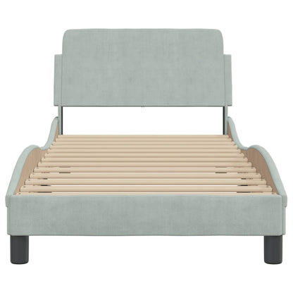 Bed Frame with Headboard Light Grey 90x190 cm Single Velvet