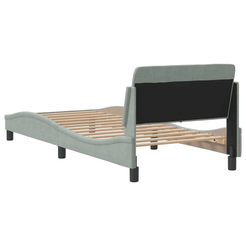 Bed Frame with Headboard Light Grey 90x190 cm Single Velvet