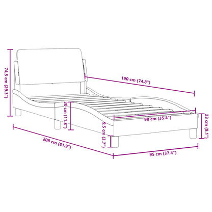 Bed Frame with Headboard Light Grey 90x190 cm Single Velvet