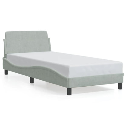 Bed Frame with Headboard Light Grey 90x190 cm Single Velvet