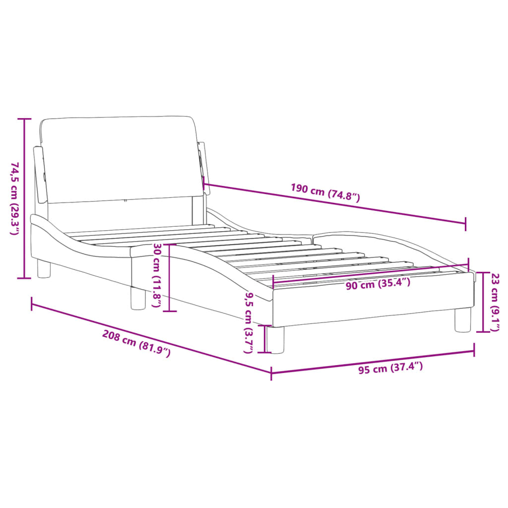 Bed Frame without Mattress Black 90x190 cm Single Velvet